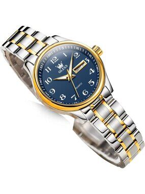 Womens Silver Blue Adjustable Strap Stainless Steel Arabic Numerals Luxury Watch